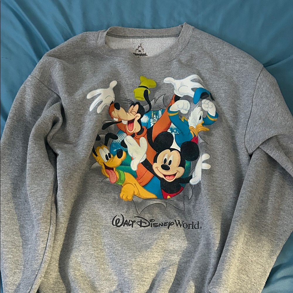 Disney Gray Sweatshirt with Mickey and Friends